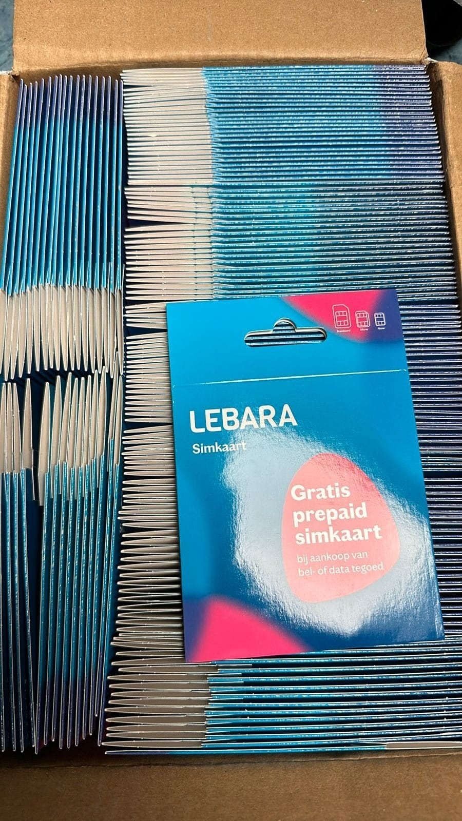 LEBARA PREPAID 500 STUKS, Telecommunicatie, Ophalen of Verzenden, Nieuw, KPN, Simkaart