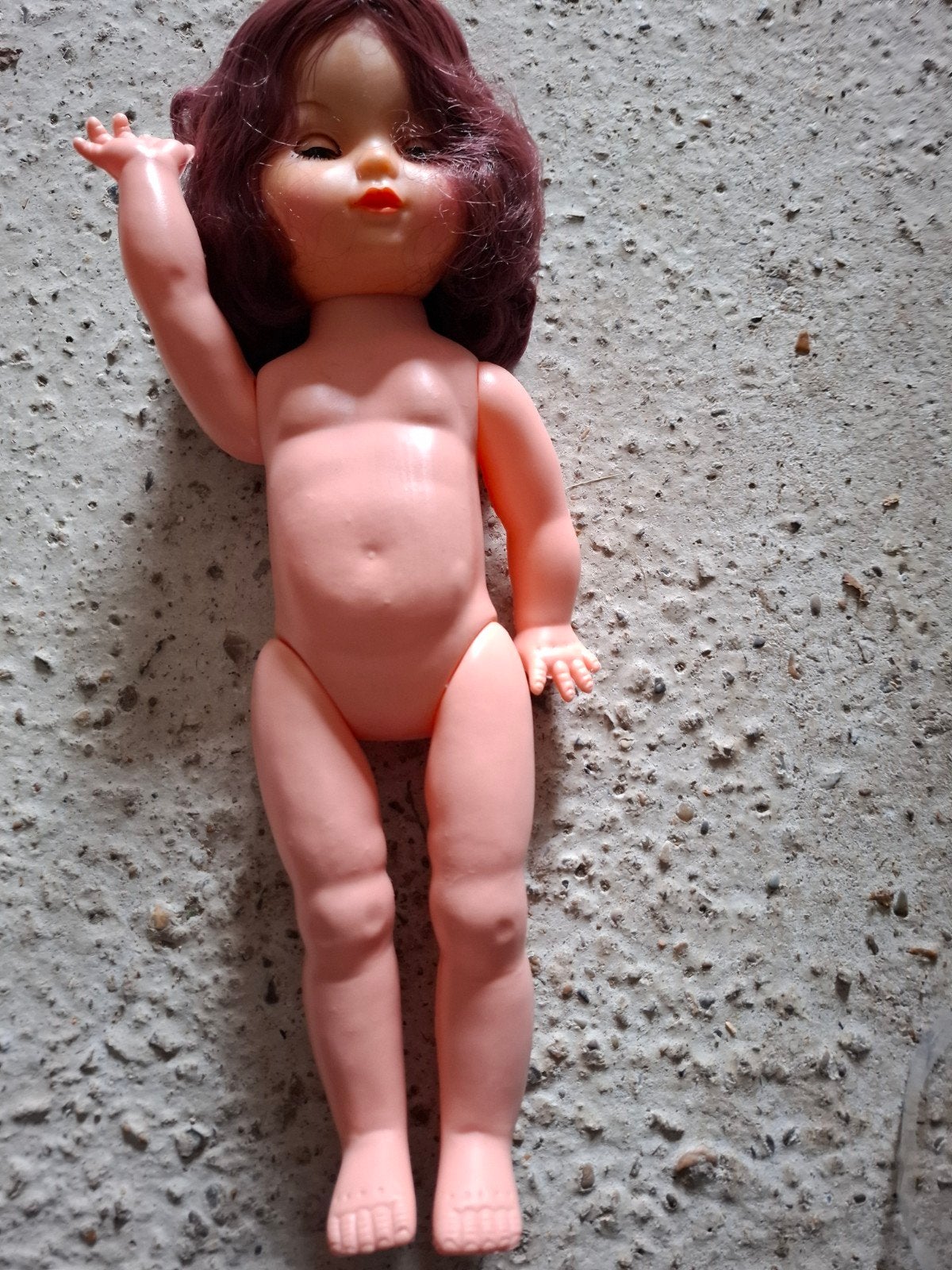 Vintage Babypop met rood haar, Ophalen of Verzenden, Gebruikt, Babypop