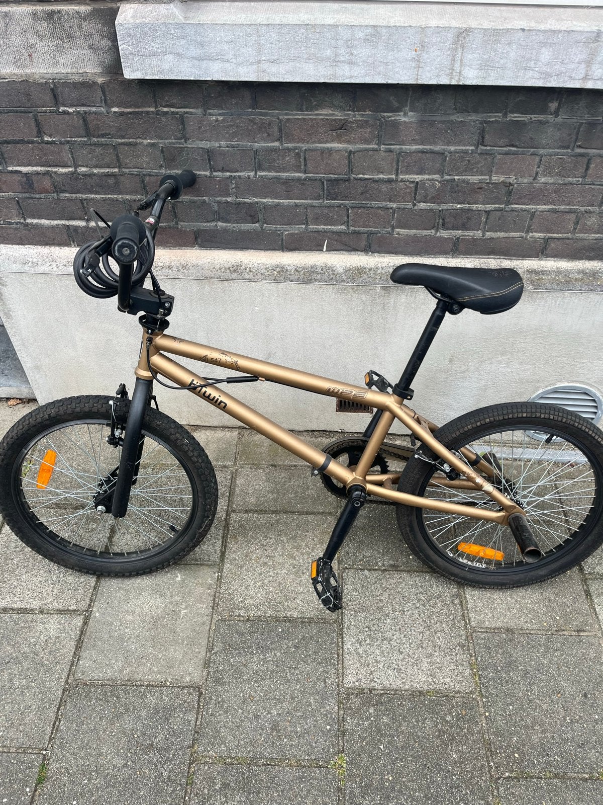 B'Twin Wipe 500 BMX Fiets - Goudkleurig, Ophalen, Staal, Velgrem, V-brakes