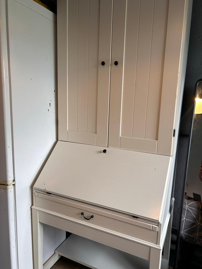 IKEA secretaire/ bureau kast wit, Huis en Inrichting, Kasten | Secretaires, Gebruikt, Ophalen