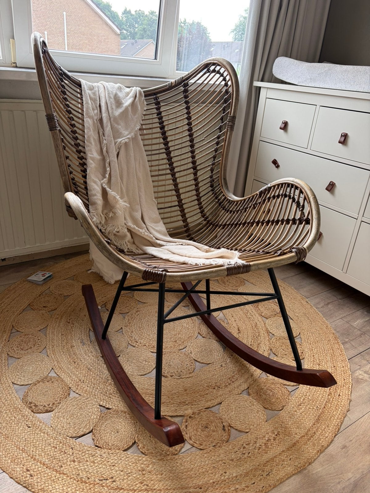 Rotan schommelstoel Sweet Living, Ophalen, Zo goed als nieuw, 75 tot 100 cm