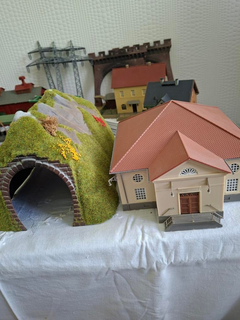Diverse huizen, bruggen en lantaarnpalen - Modelbouw, Ophalen of Verzenden, Gebruikt, Brug, Tunnel of Gebouw, Overige merken