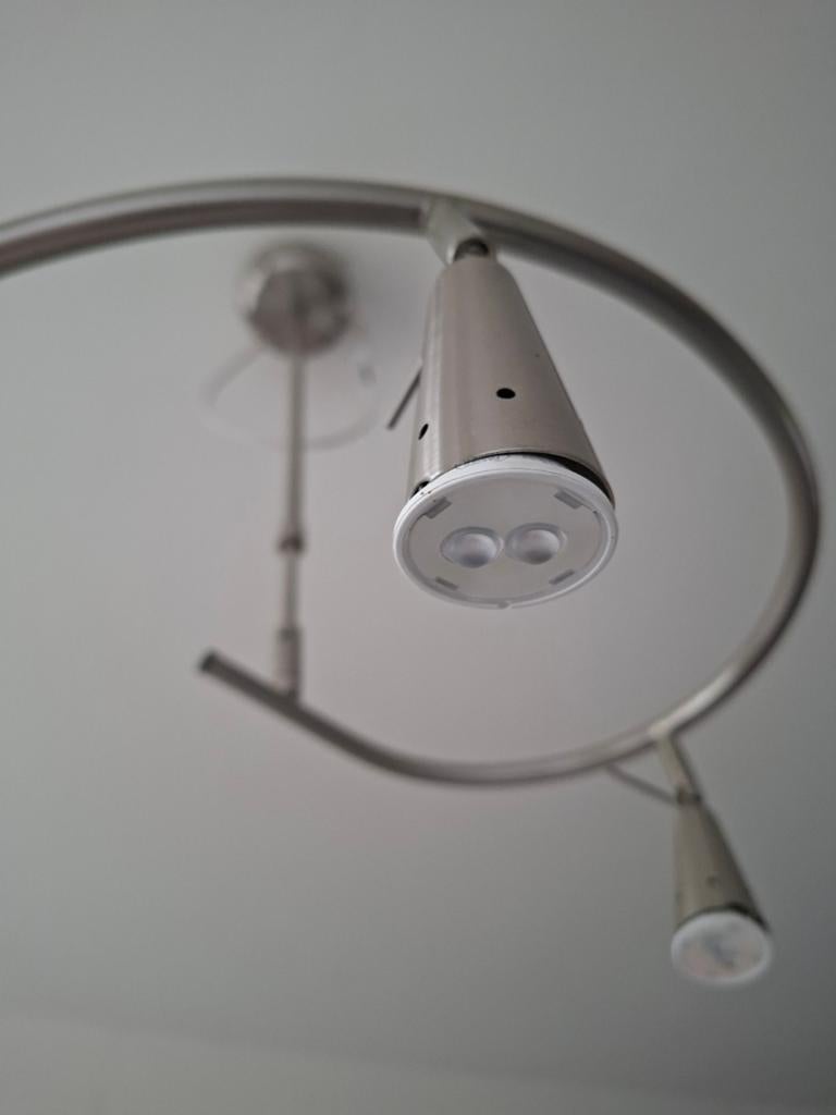 Moderne hanglamp met 4 spots - metaal, Gebruikt, Ophalen of Verzenden, Modern, Metaal