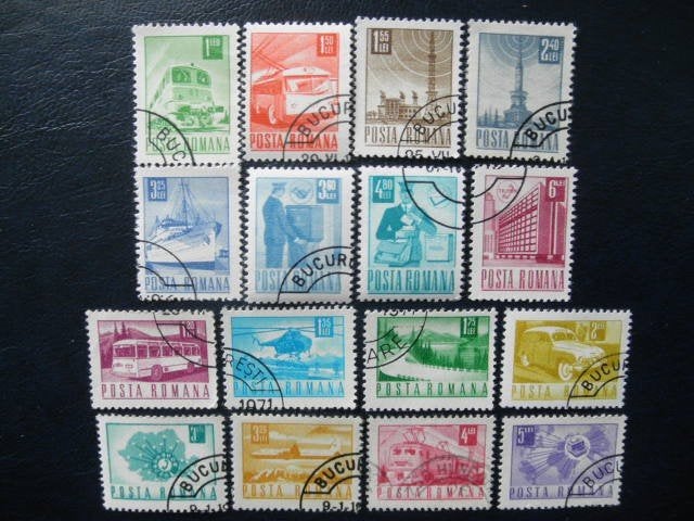 Postzegels Roemenië 1971 postverkeer treinen vliegtuigen., Ophalen of Verzenden, Overige landen, Gestempeld