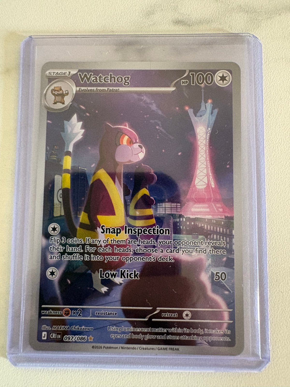 Watchog 097/086 Pokemon Kaart - Chaos Rising, Ophalen of Verzenden, Zo goed als nieuw, Losse kaart
