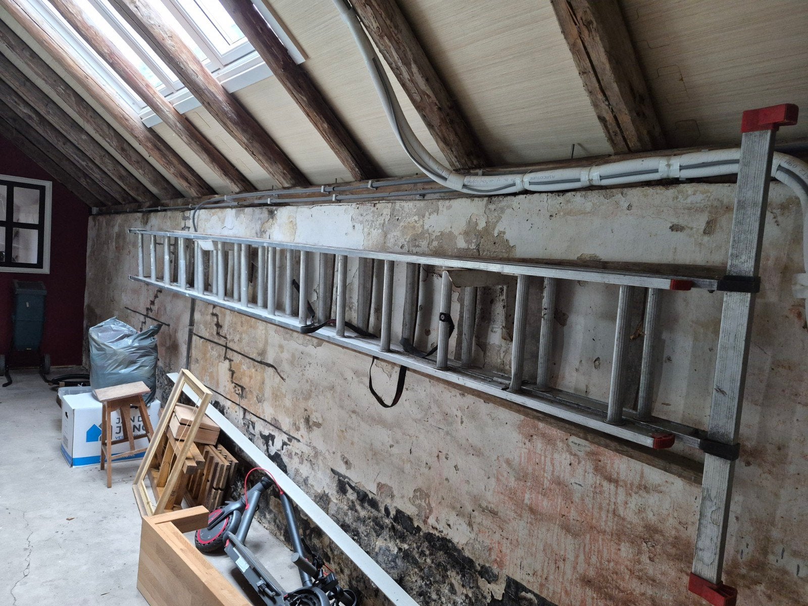 Altrex Uitschuifladder 2x14 treden, gebruikt, goede staat, Doe-het-zelf en Verbouw, Ophalen, Gebruikt, 4 meter of meer