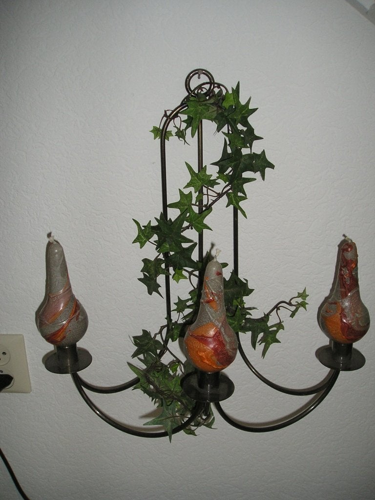 Hangende kandelaar incl. kaarsen en klimop, Nieuw, 43 cm, Ophalen of Verzenden, Metaal