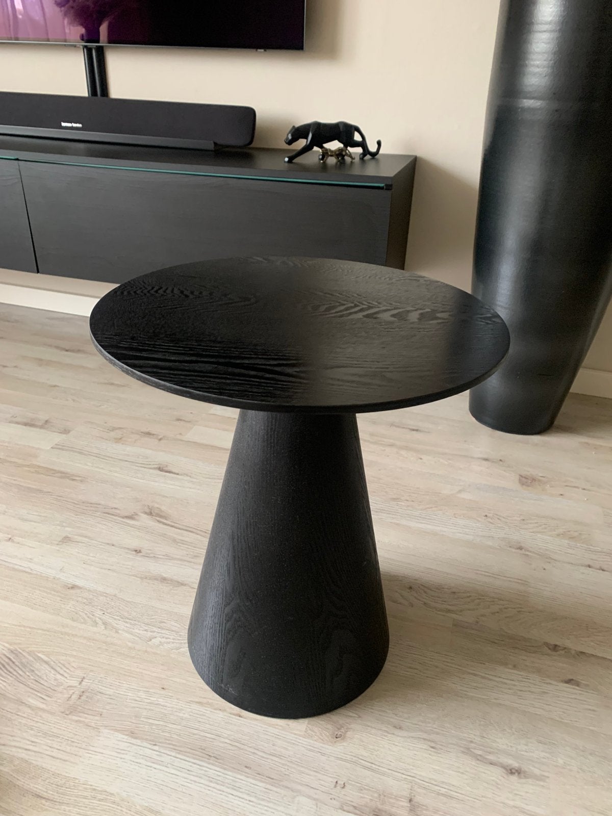 Bijzettafel Latera Zwart 45x50 cm, 45 tot 60 cm, Minder dan 55 cm, Rond, Ophalen of Verzenden