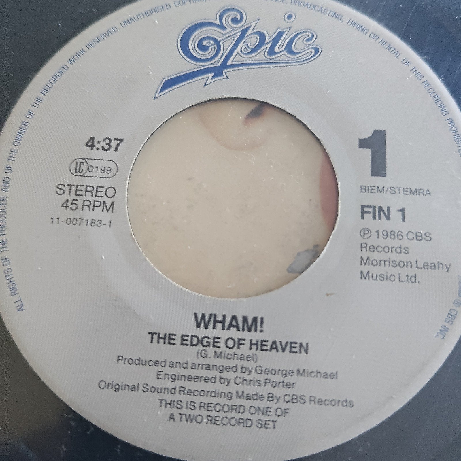 Wham! - The Edge of Heaven (Vinyl Single, 1986), Gebruikt, Originele persing, 7 inch, Ophalen of Verzenden
