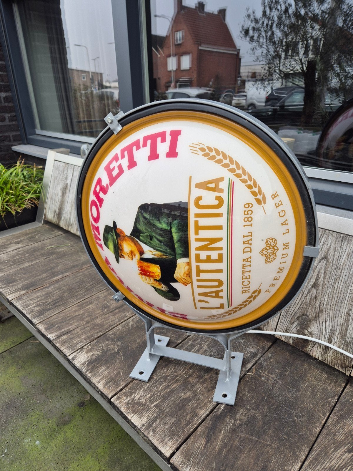 Birra moretti lichtbak 50 cm topstaat, Verzamelen, Ophalen, Lichtbak of (neon) lamp