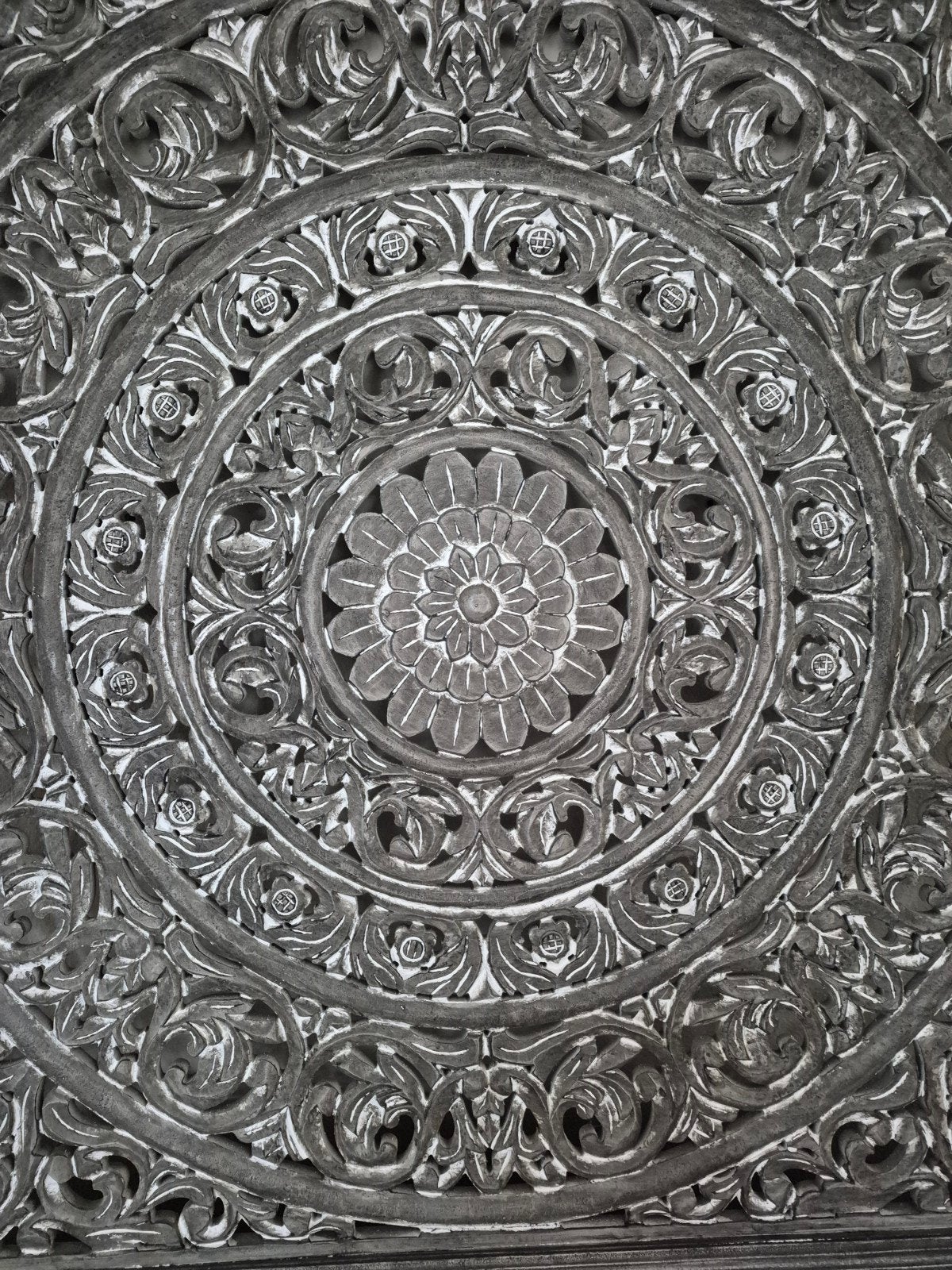 Prachtig handgesneden houten wandpaneel - Mandala design, Huis en Inrichting, Ophalen, 120 cm, Hout, Vintage