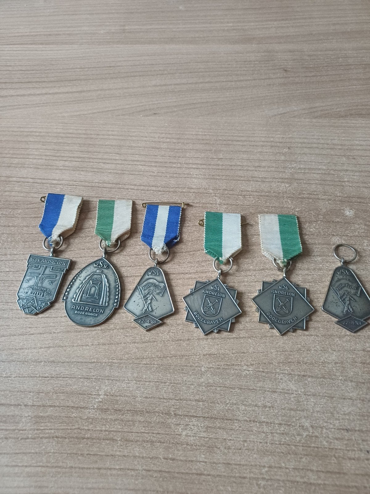 Set van 6 WSV Andrelon Bodegraven medailles, Ophalen of Verzenden, Gebruikt