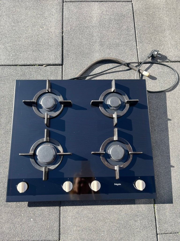Pelgrim - Gas op glas kookplaat - A+ branders - 60 cm breed, Ophalen, Gebruikt, 4 kookzones, Inbouw