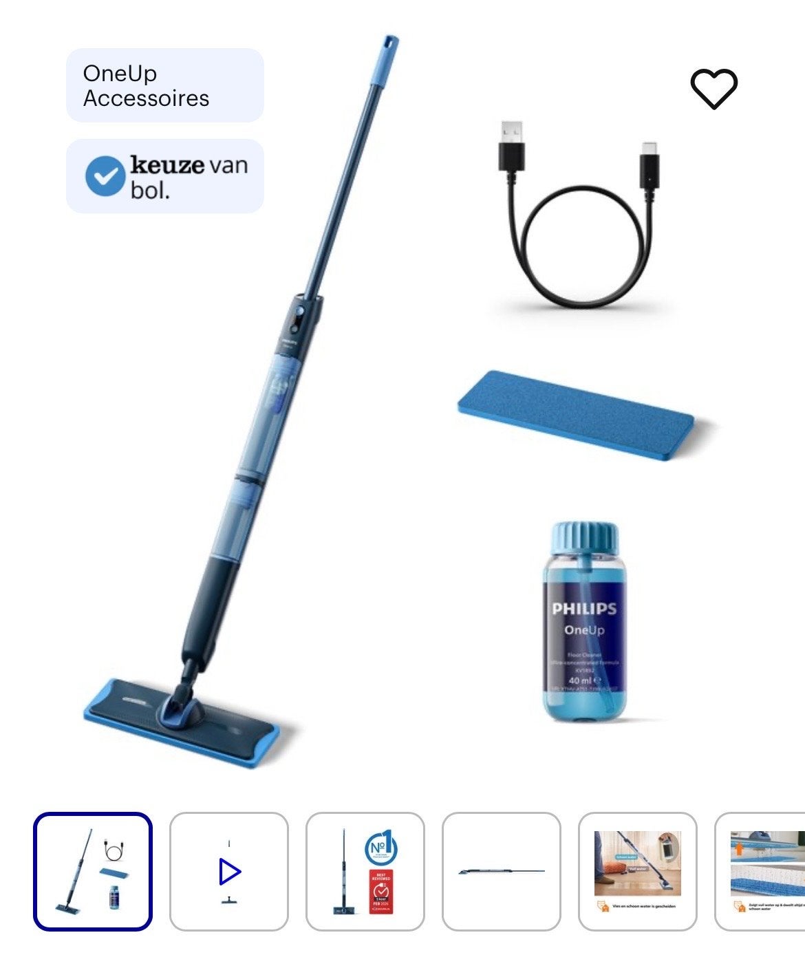 Philips OneUp Elektrische Dweil 5000 series XV5113/01, Witgoed en Apparatuur, Onderdelen en Toebehoren, Ophalen, Zo goed als nieuw