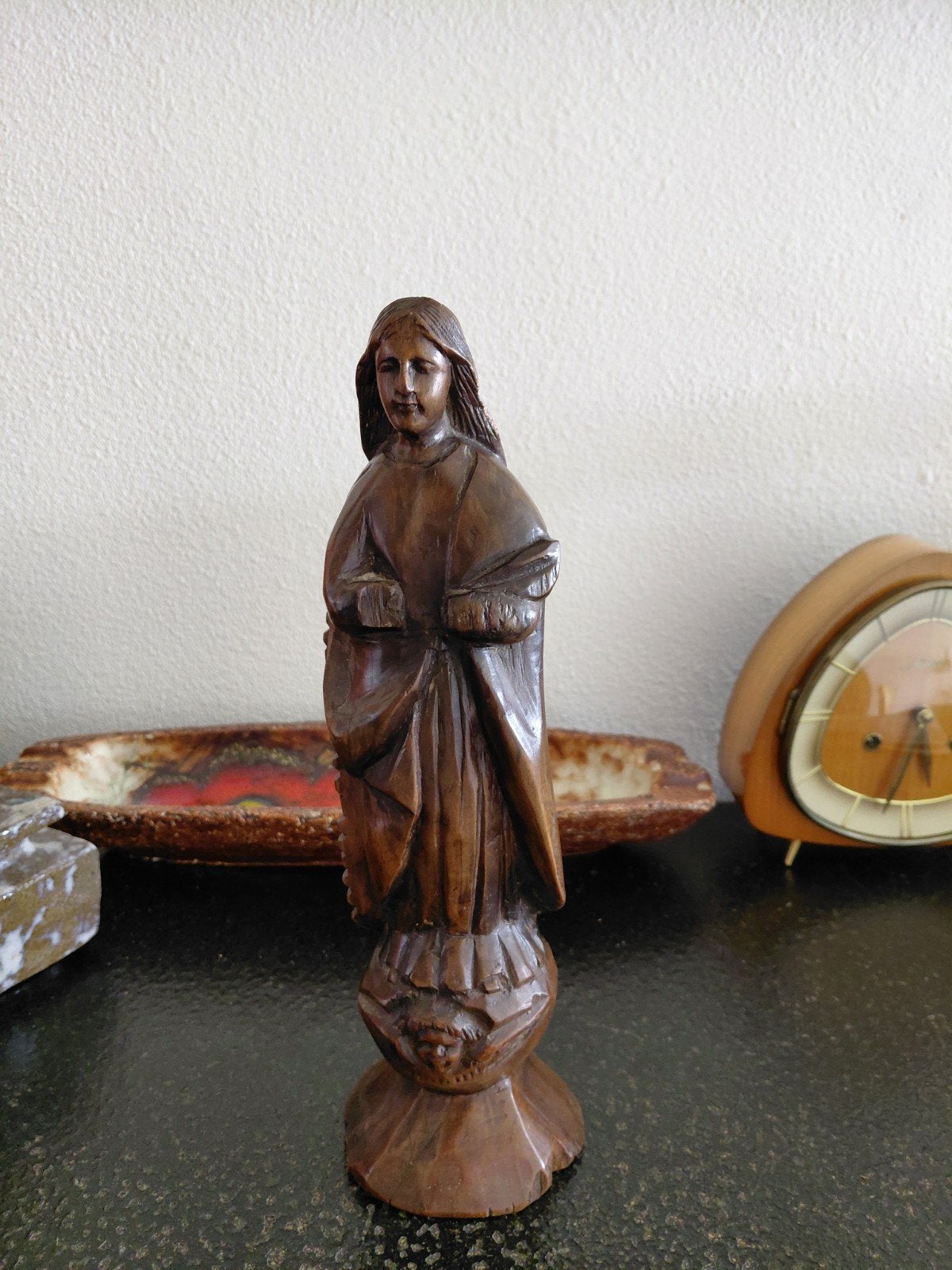 antiek houten mariabeeld ca 30 cm, Ophalen of Verzenden, 20 - 50 cm, Beeld, Hout