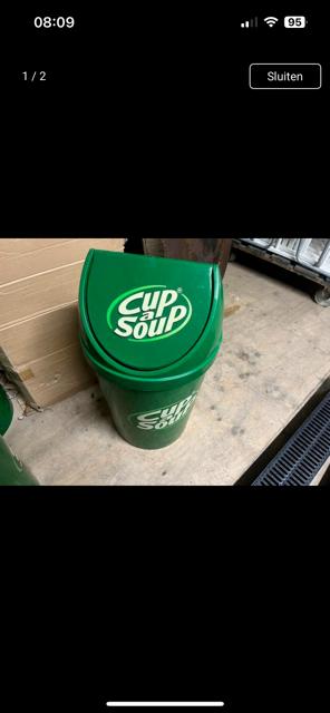 4 prullenbakken cup a soup te koop, Ophalen, Kunststof, Gebruikt, 40 liter of meer
