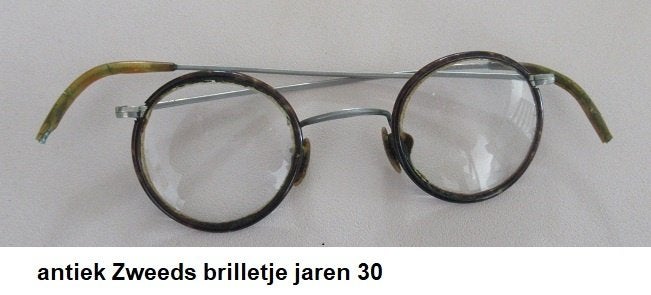 eenvoudig antiek Zweeds brilletje ronde glazen, Antiek en Kunst, Ophalen of Verzenden