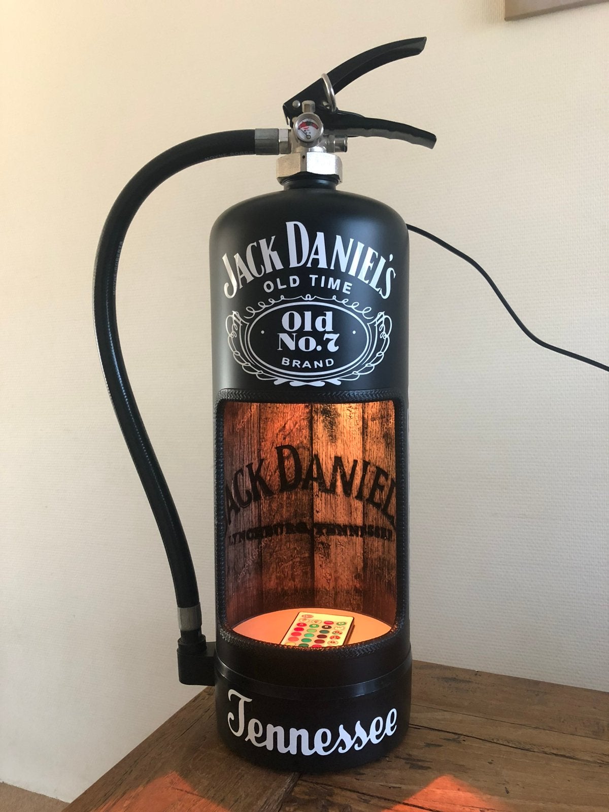 Jack Daniels brandblusser lamp, Ophalen of Verzenden, Zo goed als nieuw, Lichtbak of (neon) lamp