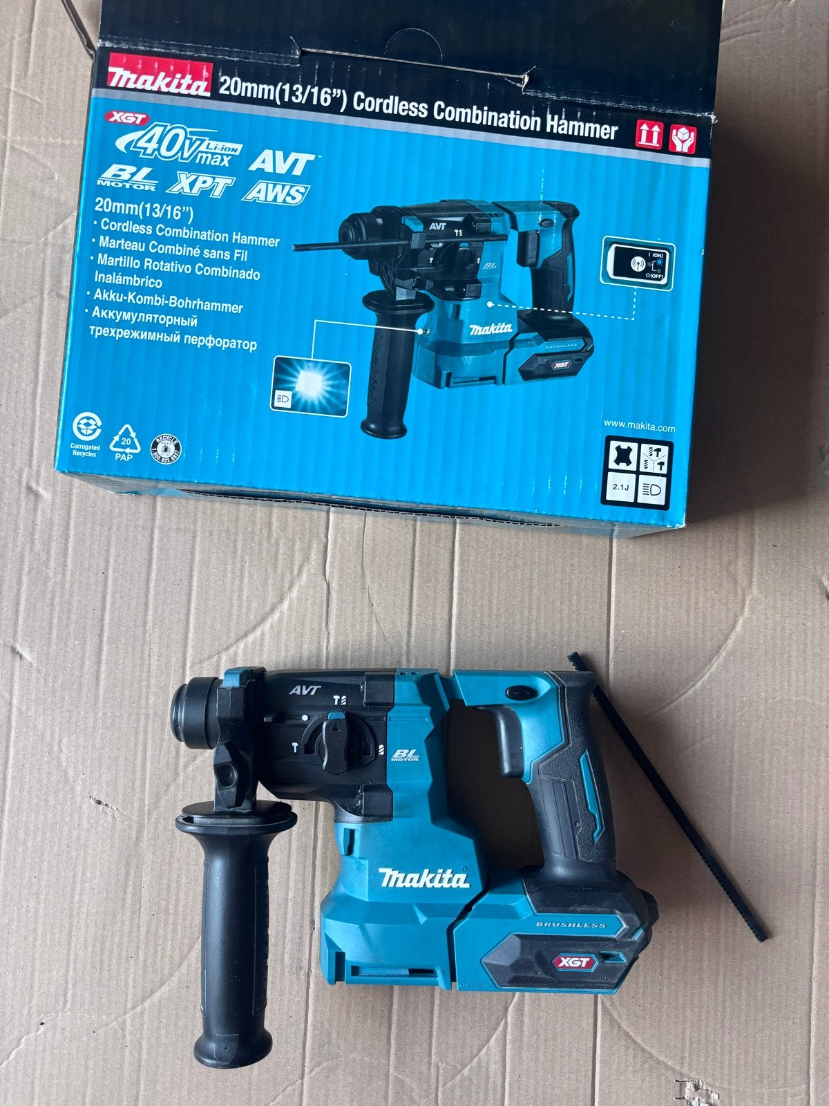 Makita HR010GZ 40V Max Accu Boorhamer - Zo goed als nieuw, 600 watt of meer, Boor- en/of Breekhamer, Ophalen of Verzenden, Zo goed als nieuw