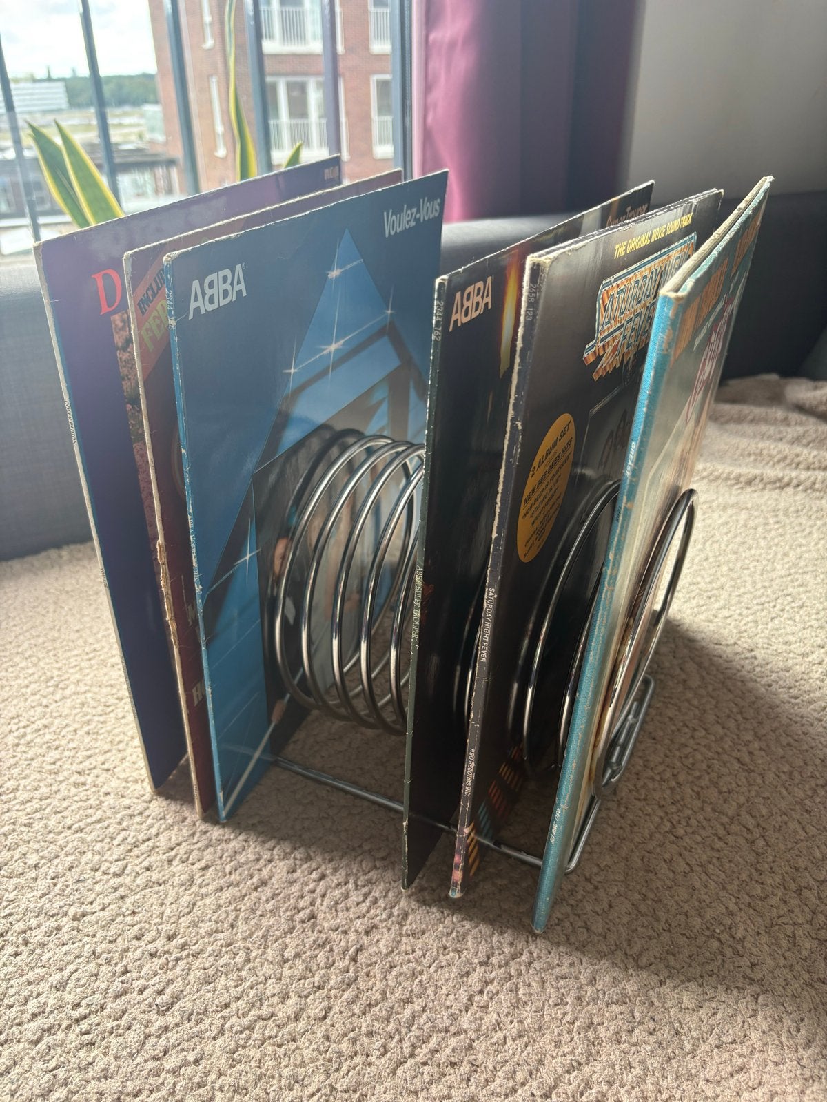 Chrome Spiraal Platenhouder voor 16 LP's - 30x19x19cm, Vintage, Ophalen of Verzenden, Zo goed als nieuw, Metaal