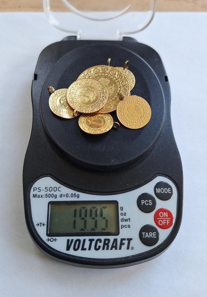 Gouden turkse munten Ceyrek, Yarim, Tam, Ophalen, Vóór koninkrijk, Setje, Goud