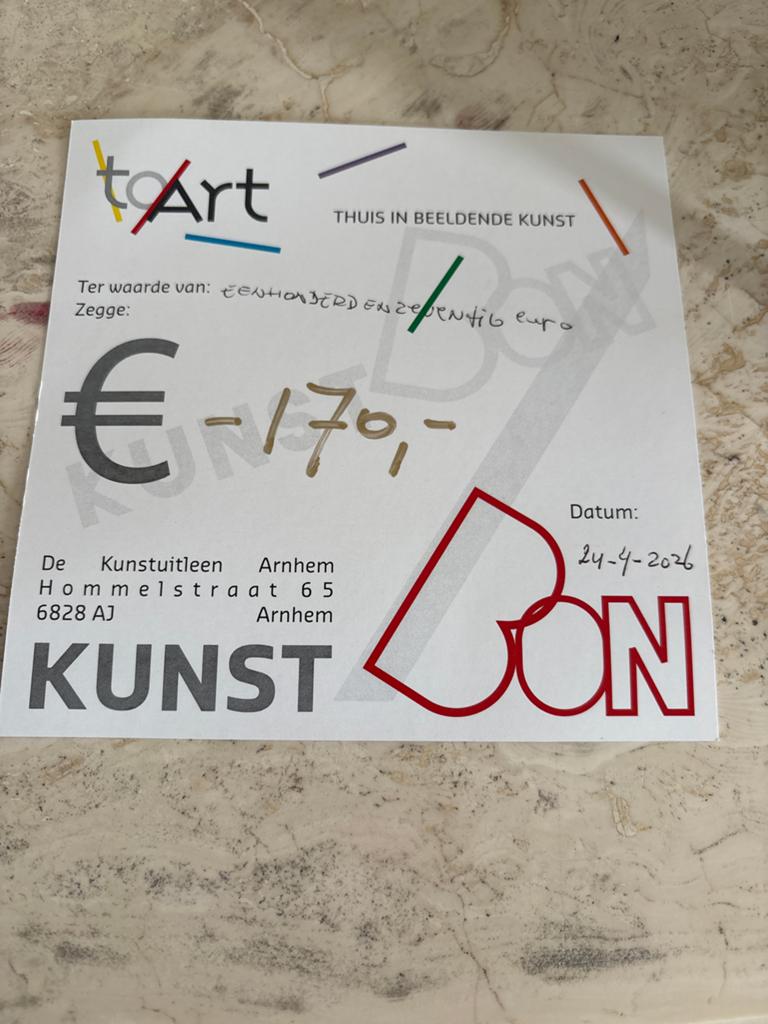 Cadeaubon twv 170 bij Toart kunstuitleen, Eén persoon, Cadeaubon