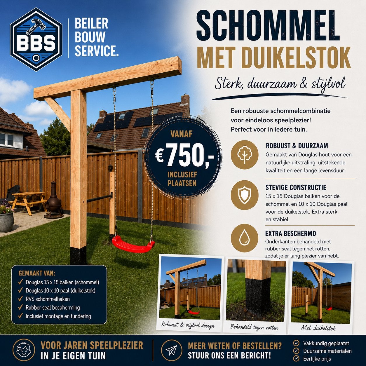 Douglas schommel met duikelstok, inclusief plaatsen, Kinderen en Baby's, Speelgoed | Buiten | Speeltoestellen, Ophalen, Nieuw