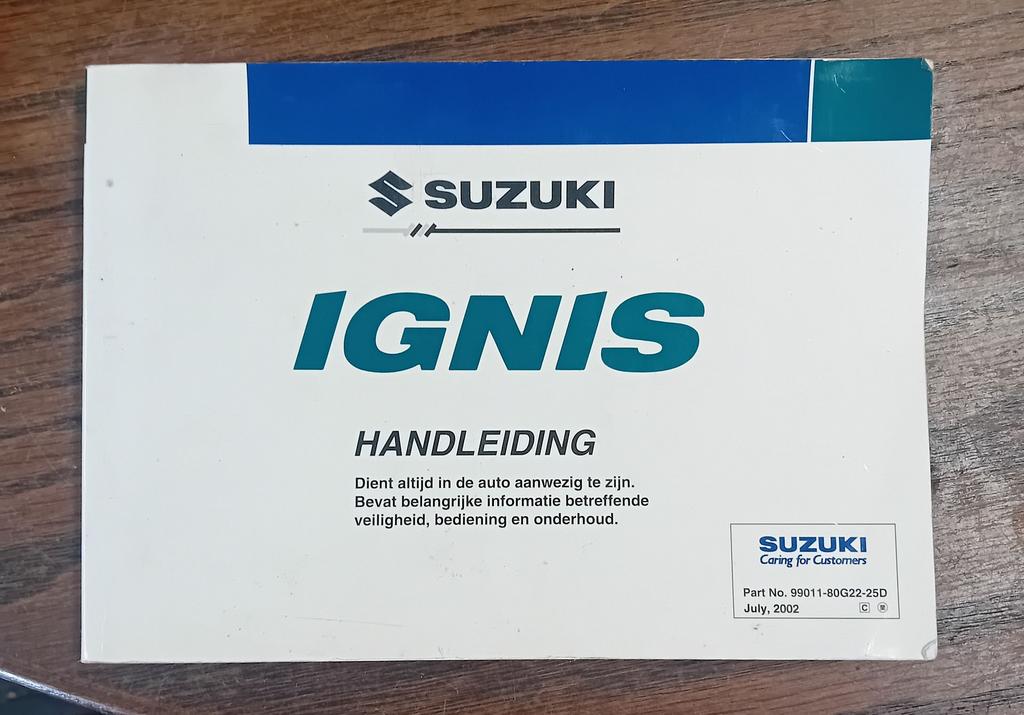 Instructieboekje Suzuki Ignis FH 2002, Ophalen of Verzenden