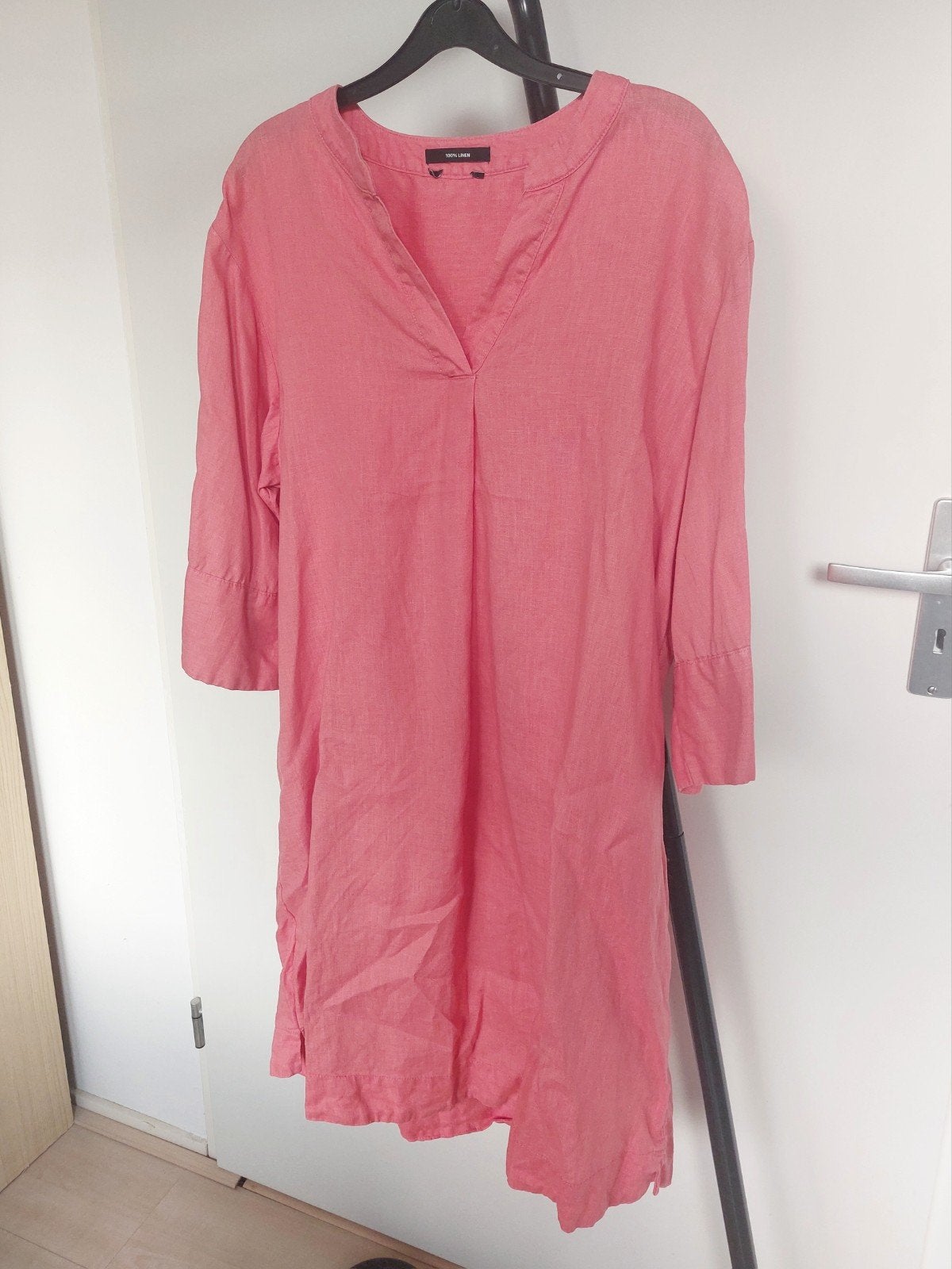 100% linnen jurk met zakken roze oranje maat XL, Maat 46/48 (XL) of groter, Oranje, Ophalen of Verzenden, Zo goed als nieuw