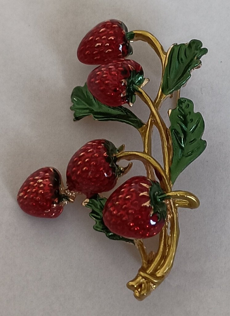 Aardbeientakje broche, Overige materialen, 4 tot 7 cm, Overige kleuren, Nieuw