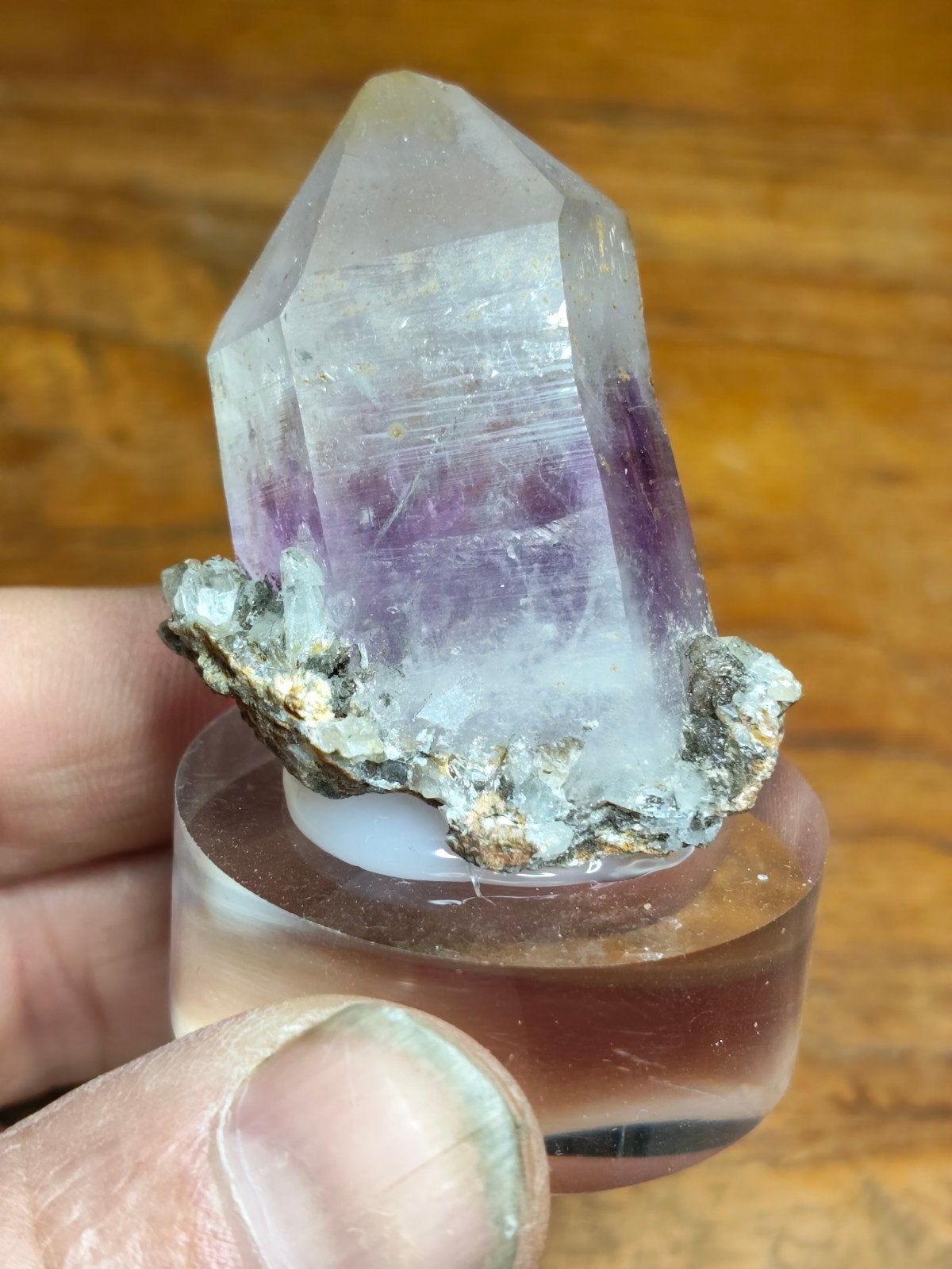 Prachtige Amethist punt uit Brandberg, Namibië, Ophalen of Verzenden, Mineraal