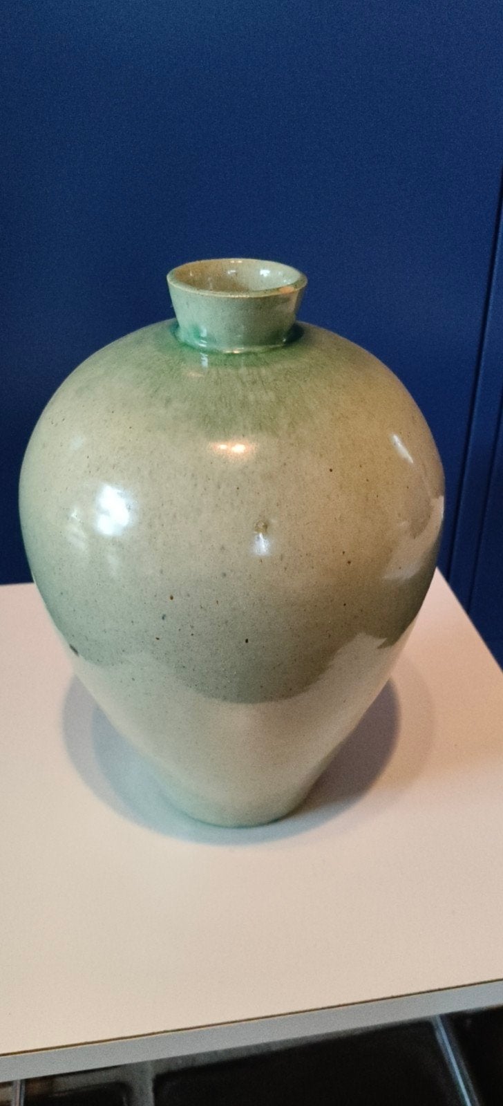 Antieke Celadon Vaas met Groene Glazuur, vintage retro, Ophalen of Verzenden
