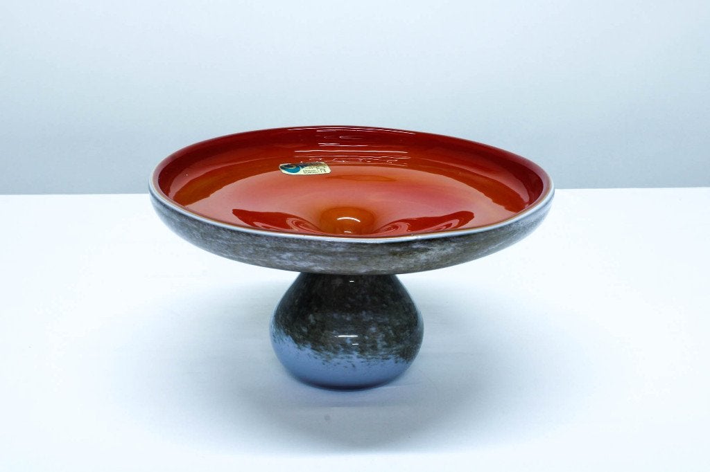 Vintage mondgeblazen glazen schaal (Oriente Krisval Sonoro), Gebruikt, Schaal, Rond, Ophalen of Verzenden