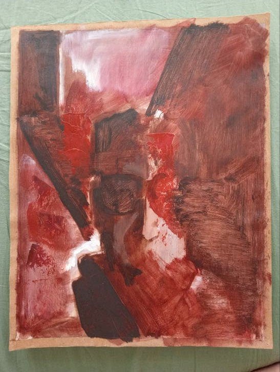 Gouache portret op dik papier jaren 90, Antiek en Kunst, Kunst | Schilderijen | Modern, Ophalen of Verzenden