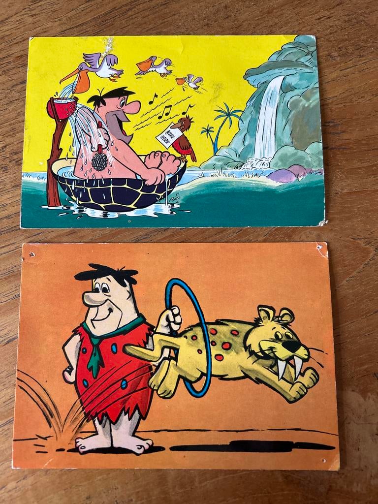 2 Ansichtkaarten The Flintstones - Fred Flintstone, Ophalen of Verzenden, 1960 tot 1980, Ongelopen, Cultuur en Media