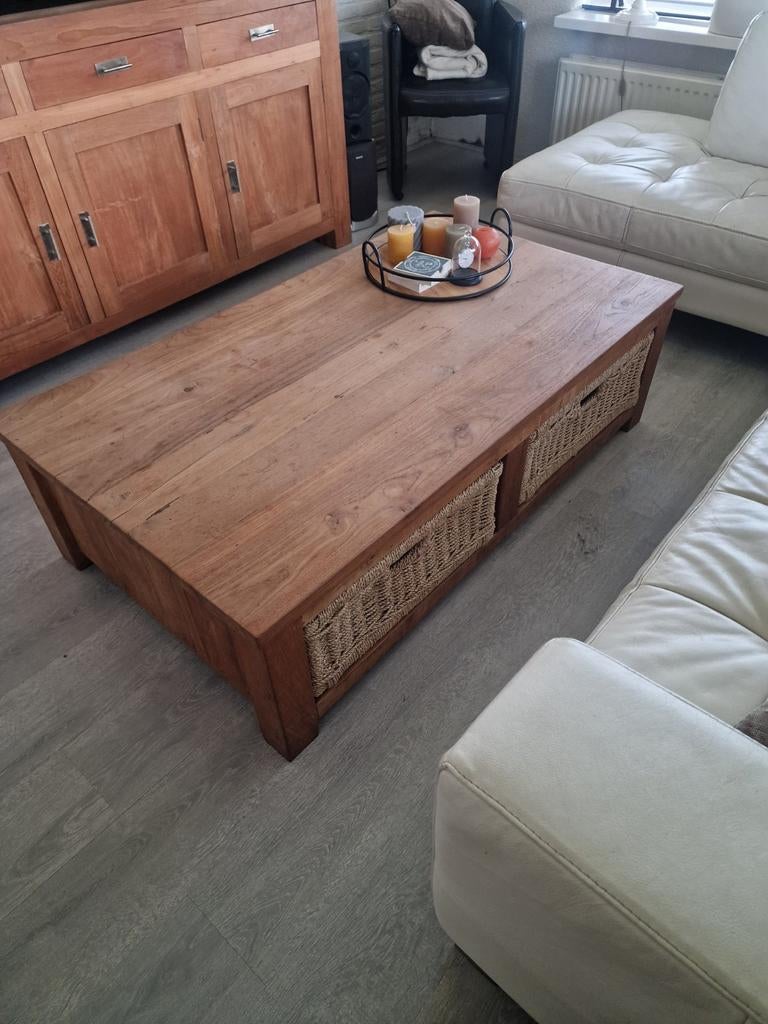 Teakhouten houten salontafel, Ophalen, 100 tot 150 cm, 50 tot 100 cm, Minder dan 50 cm