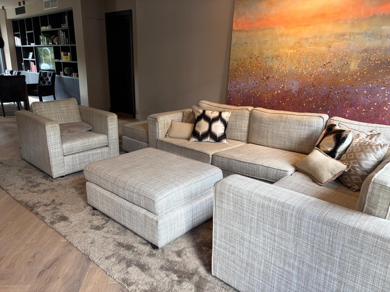Ruime hoekbank met lichte gebruikerssporen (215x300cm), Ophalen, Gebruikt, 100 tot 125 cm, Hoekbank