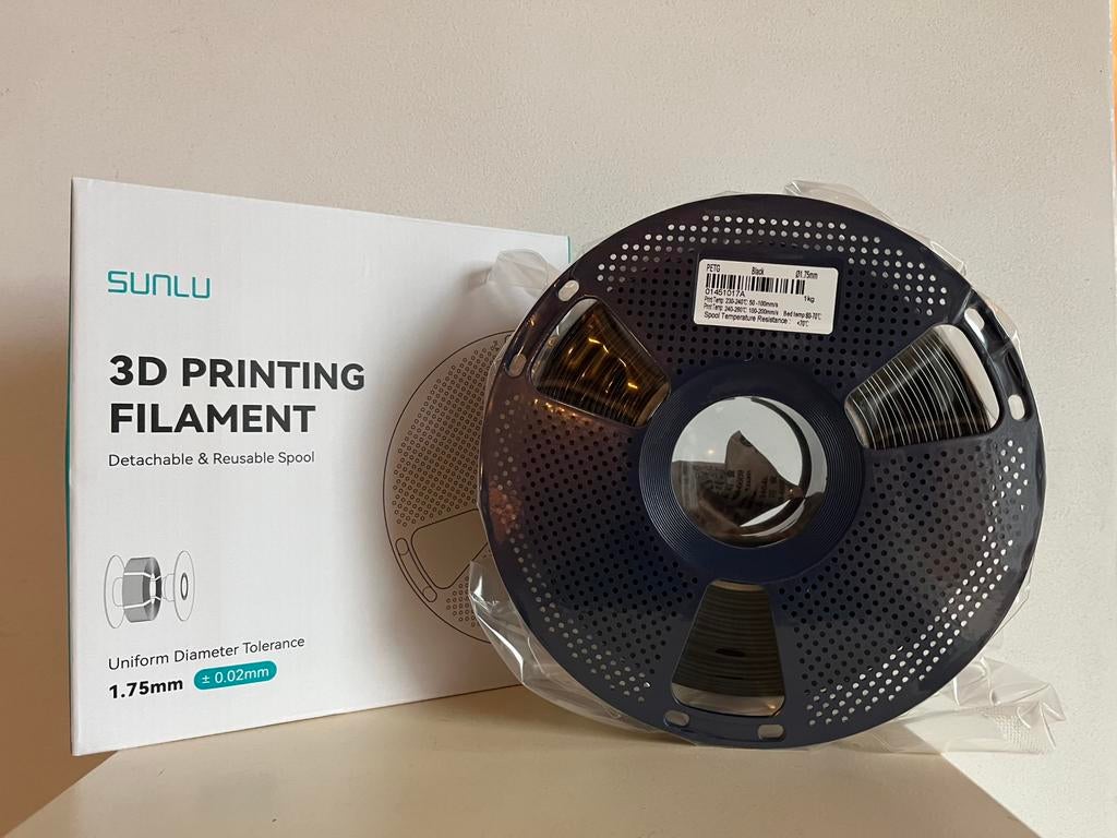 Sunlu PETG 3D printer filament - zwart, Computers en Software, 3D-printerbenodigheden, Ophalen of Verzenden, Nieuw
