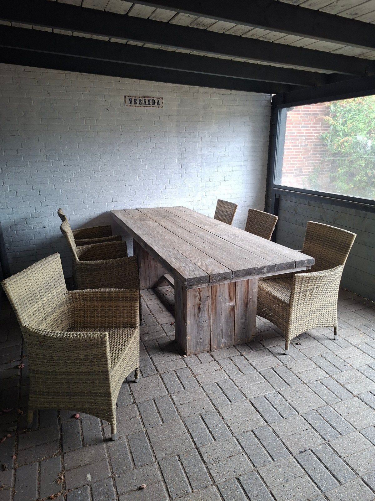 Robuuste steigerhouten tuintafel (240x95x80 cm), Ophalen, Rechthoekig, Hout