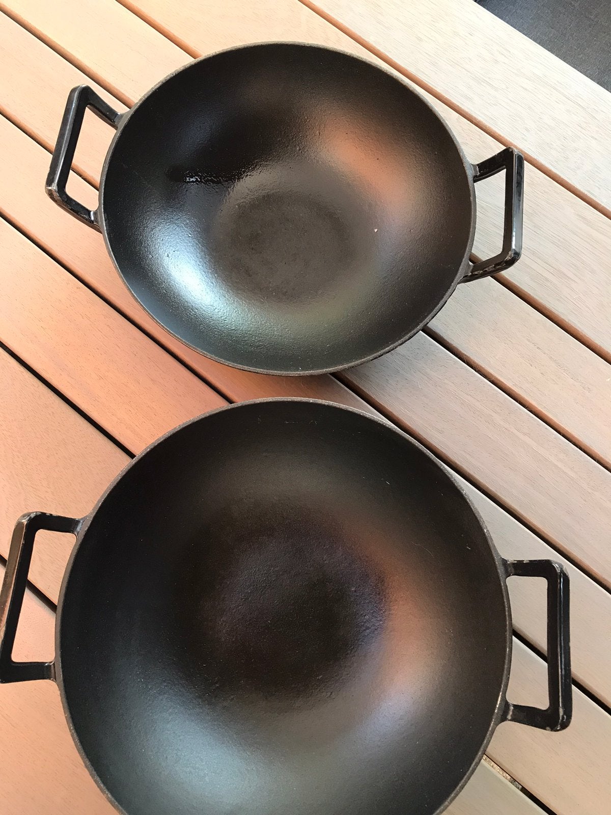 2 Blackwell wok/wadjan 36 cm, Ophalen, Gebruikt, Gietijzer, Wok