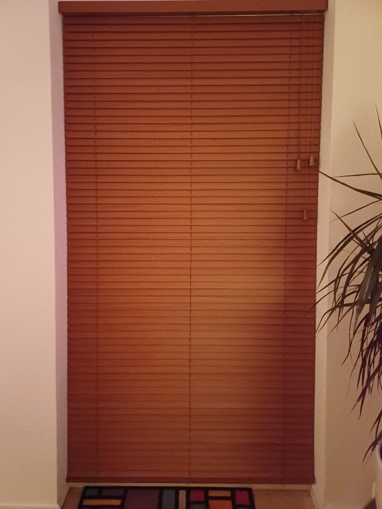 jaloezieën 35 mm 2x 89 x 152,5 cm & 1x 100,5 x 217,5 cm, Ophalen, Jaloezie, Overige merken, Bruin