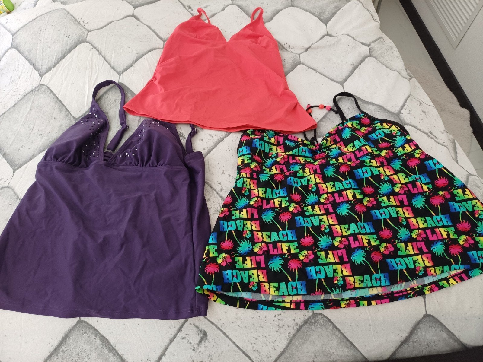Tankini set: 3 tops (Sunmarin, Mamalicious, Ulla Popken), Kleding | Dames, Badmode en Zwemkleding, Ophalen of Verzenden, Paars