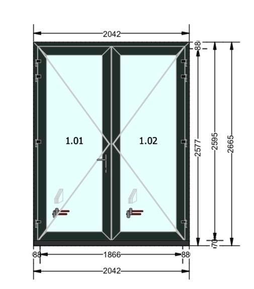 Nieuw Kunststof Tuindeuren2042x2665 TripleGlas Monumentgroen, Ophalen, Kunststof, Nieuw, Buitendeur