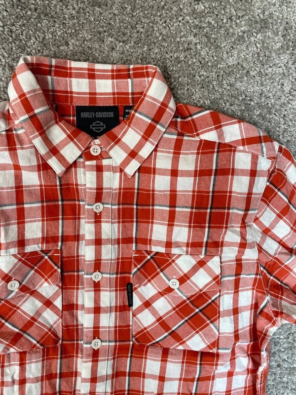 Harley Davidson Overhemd Heren XL Rood Wit Biker USA Katoen, Ophalen of Verzenden, Zo goed als nieuw, Rood, Harley Davidson