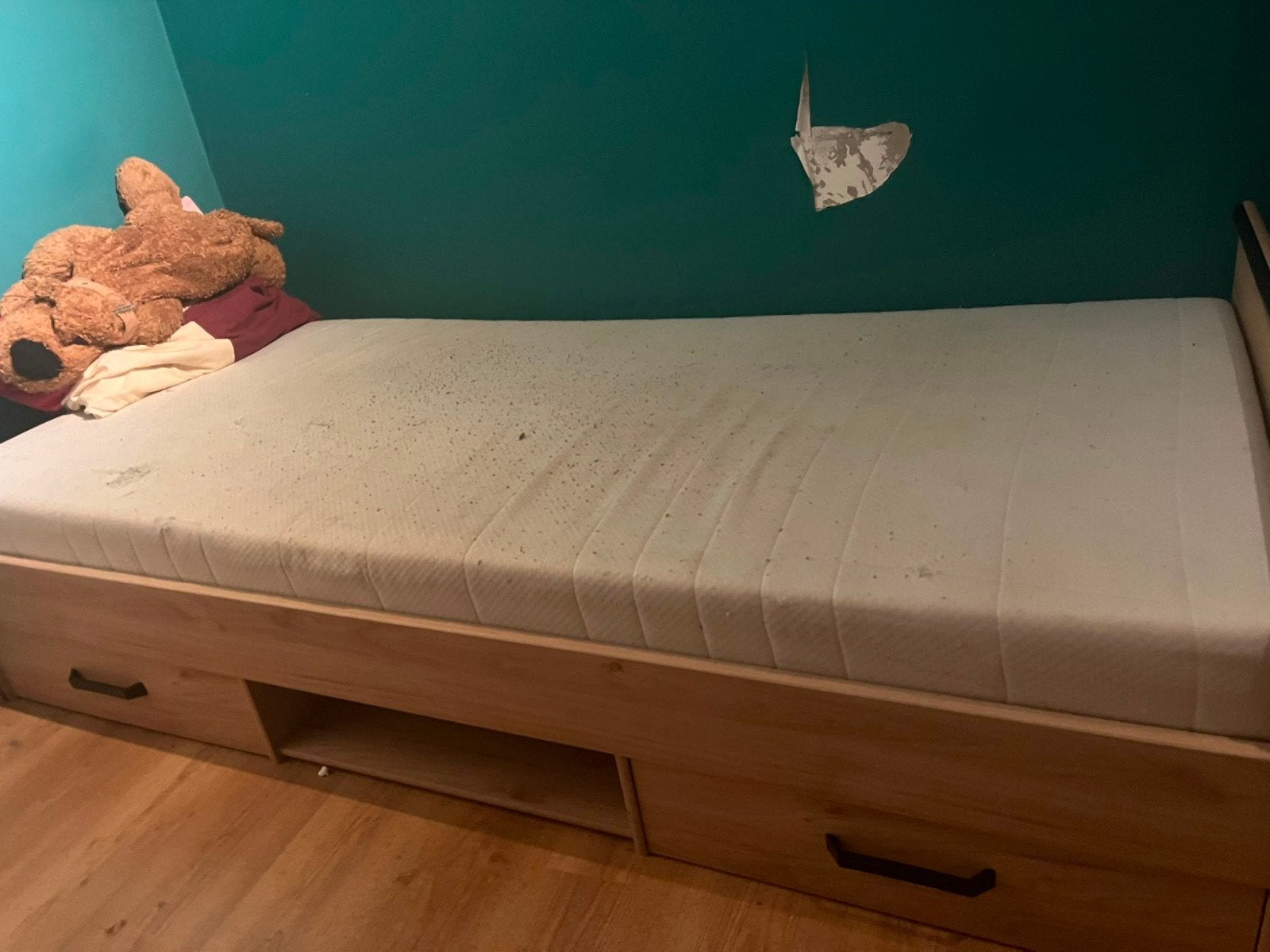 Leenbakker Natan bed 90x200 met 2 lades, Ophalen, Gebruikt, 90 cm, Eenpersoons
