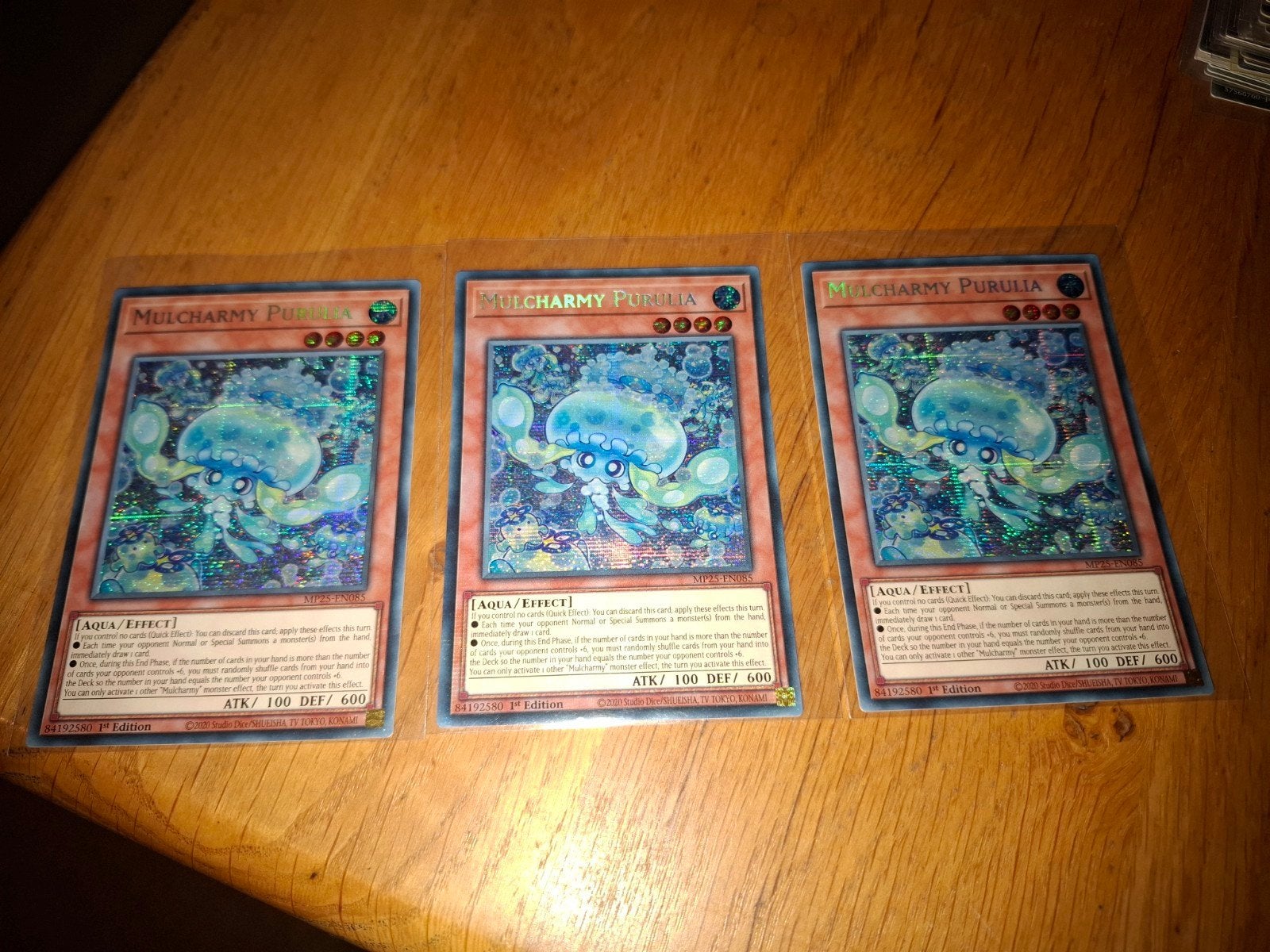 Yu-Gi-Oh! Mulcharmy Purulia MP25 Secret Rare 1st Ed. (3x), Ophalen of Verzenden, Nieuw, Meerdere kaarten, Foil