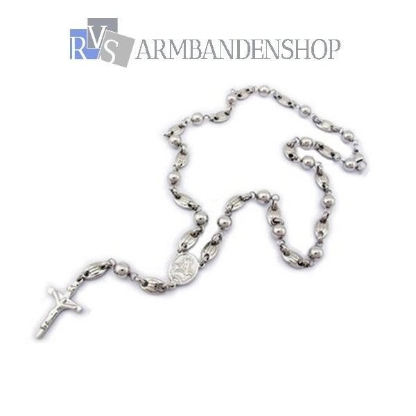 div rvs goud of zilver kruisjes rozenkrans sieraden ketting, Ophalen of Verzenden, Nieuw, Zilver, Overige materialen