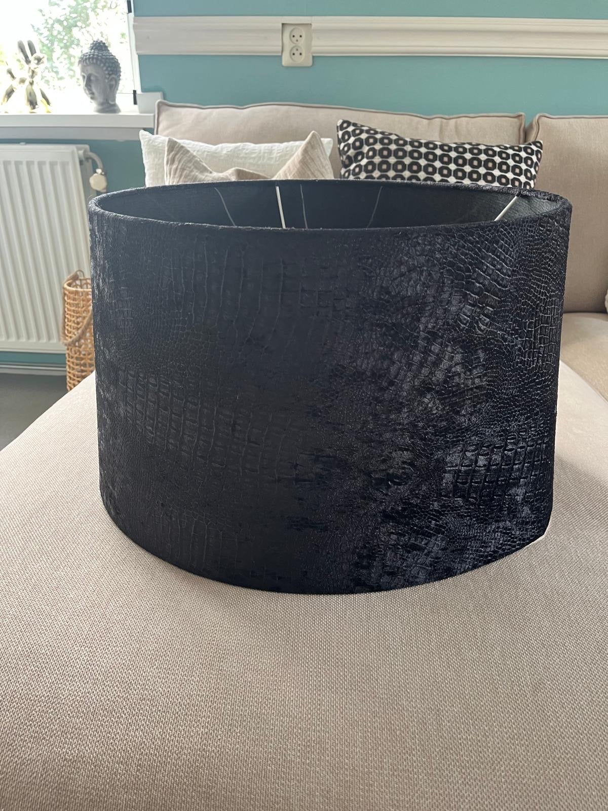 Zwarte lampenkap met krokodillenprint, Overige typen, Zwart, Rond, Nieuw