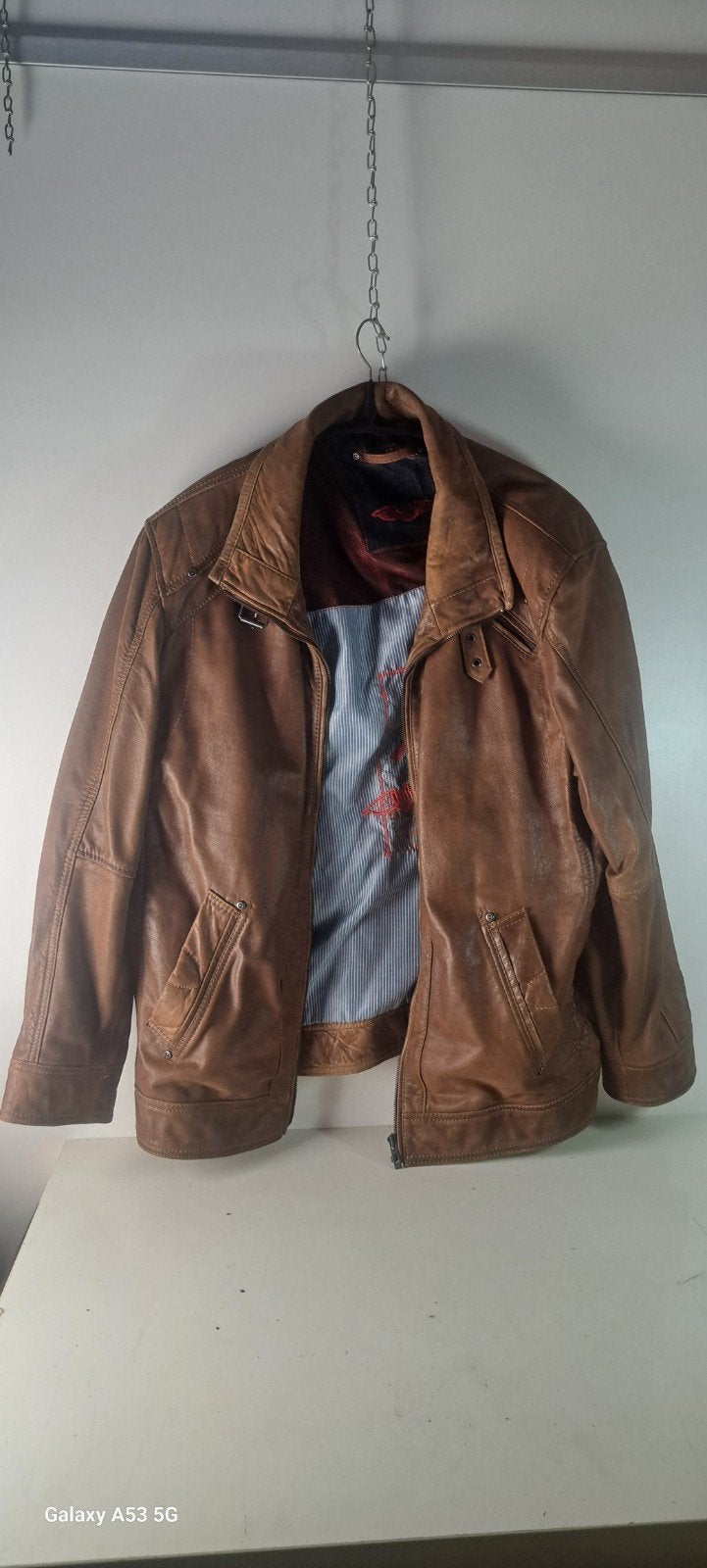 DNR Leren Jas Maat 58 - Nette Staat, Bruin, Maat 56/58 (XL), Ophalen of Verzenden, DNR