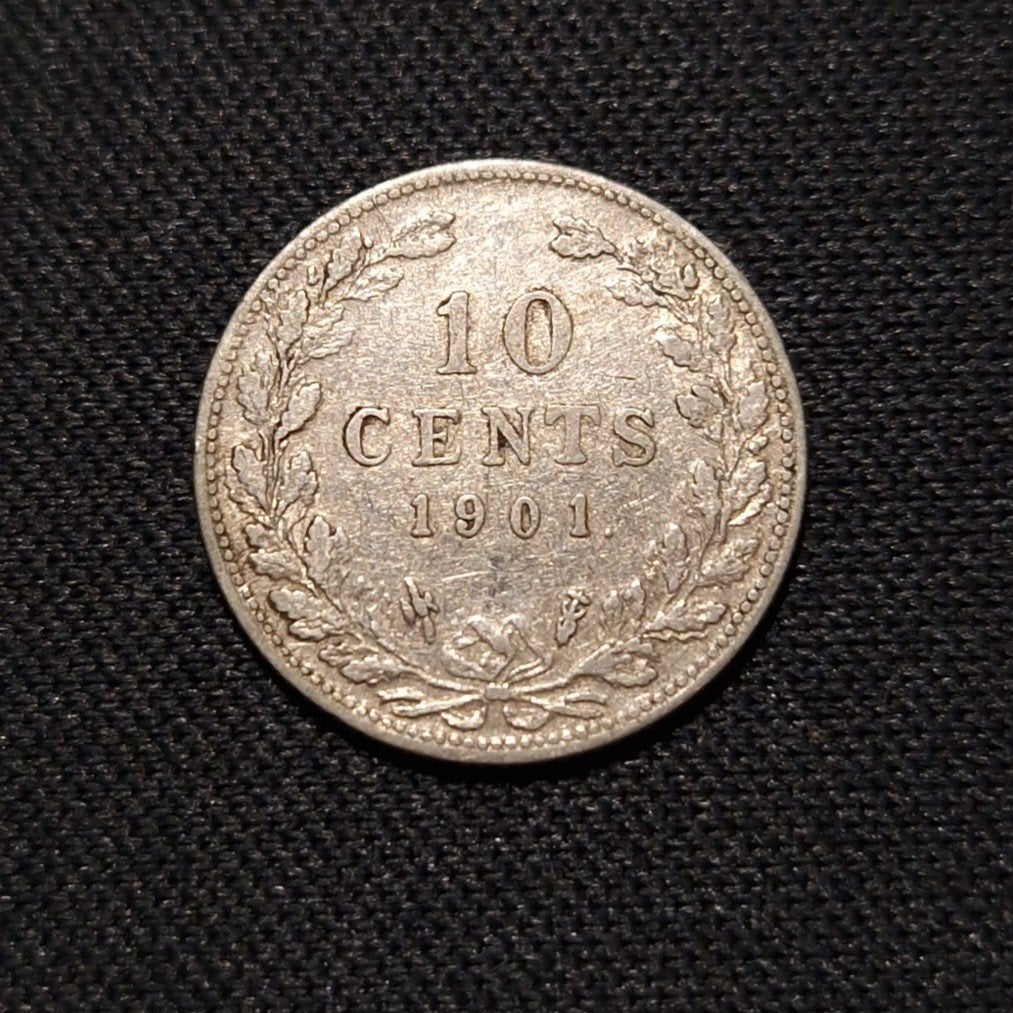 10 cent 1901, Postzegels en Munten, Verzenden, Zilver, 10 cent, Koningin Wilhelmina
